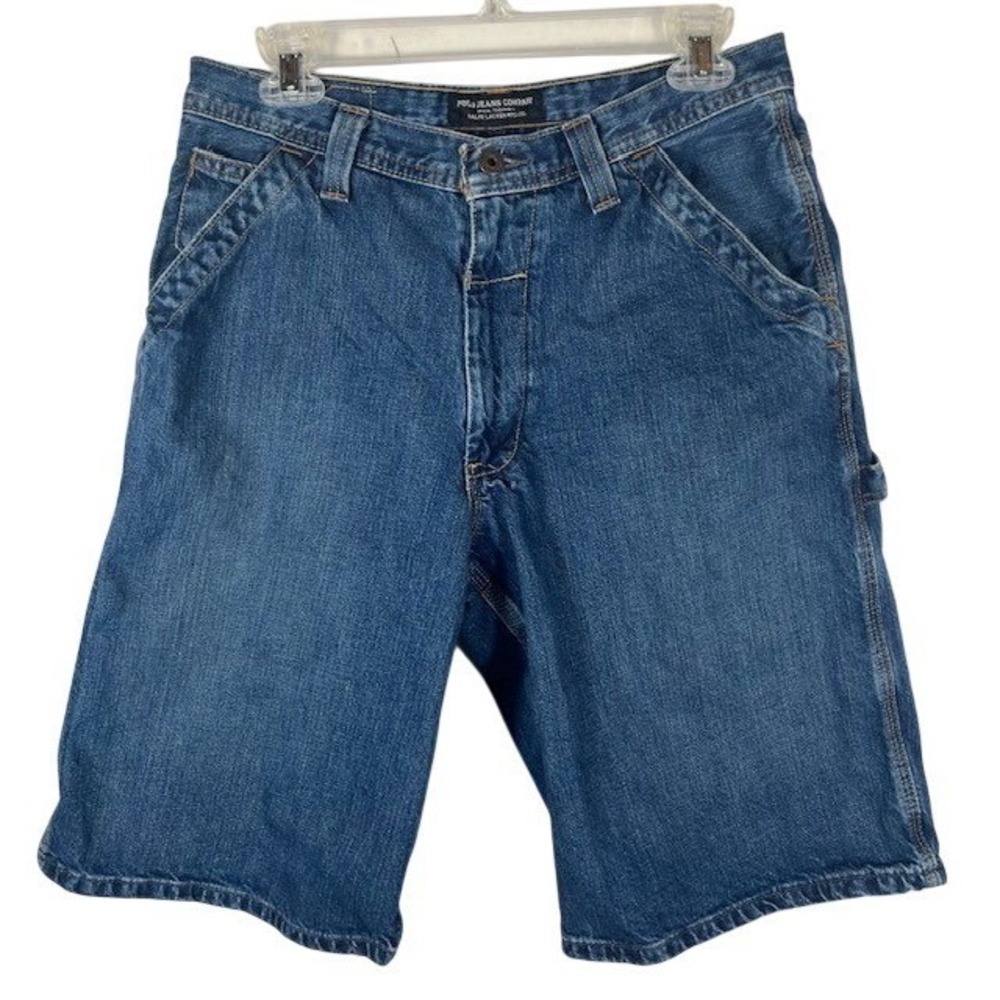 Vintage Mens SZ 32 Polo Ralph Lauren Carpenter Denim Shorts Y2k Baggy Jorts-1232